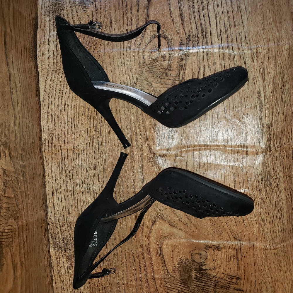 Rampage Black Suede Ankle Strap Heels - Picture 3 of 4